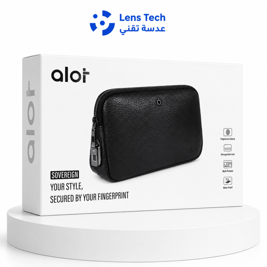 شنطة يد Alot جلد مع قفل بالبصمة -أسود , Alot Leather Handbag with Fingerprint Lock – Black