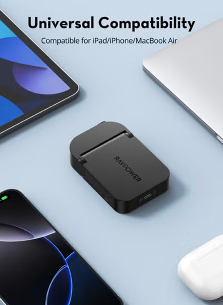شاحن RAVPower GaN نحيف 35W – شحن فائق السرعة بمنفذ Type-C ⚡