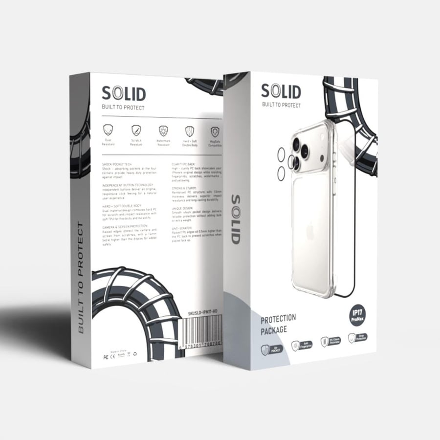 بكج الحماية المطور الشفاف من SOLID  لايفون 17 برو ماكس