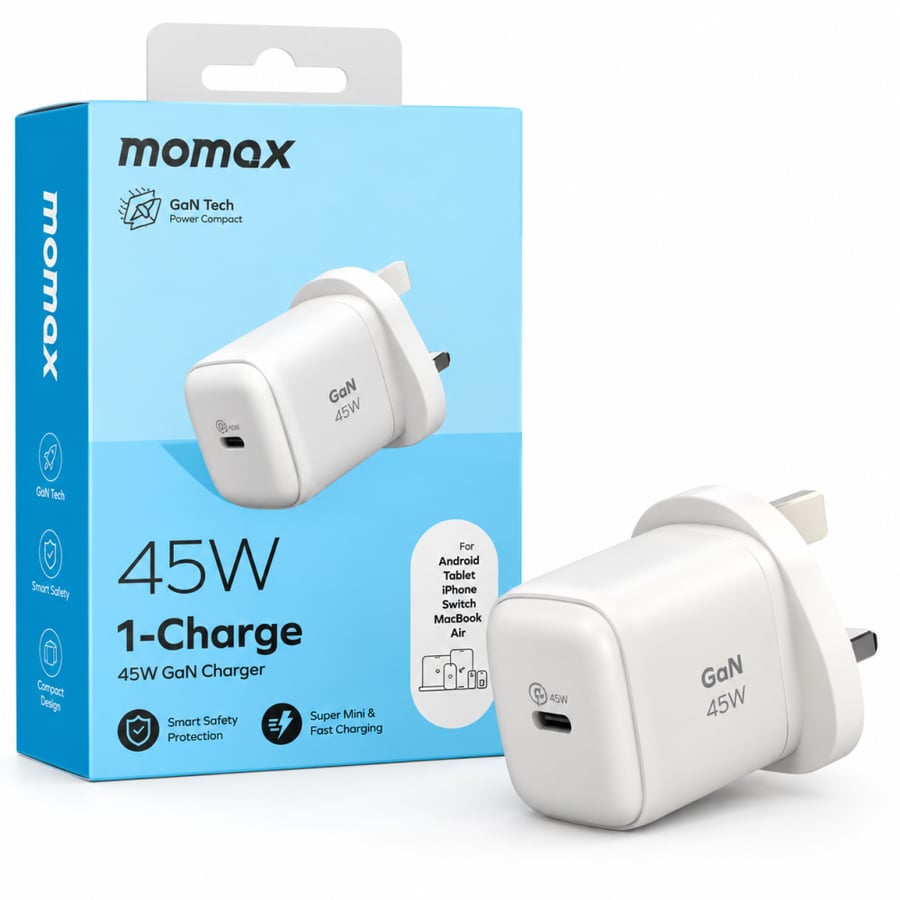 ⚡ شاحن جداري Momax 1-Charge بقوة 45W بتقنية GaN