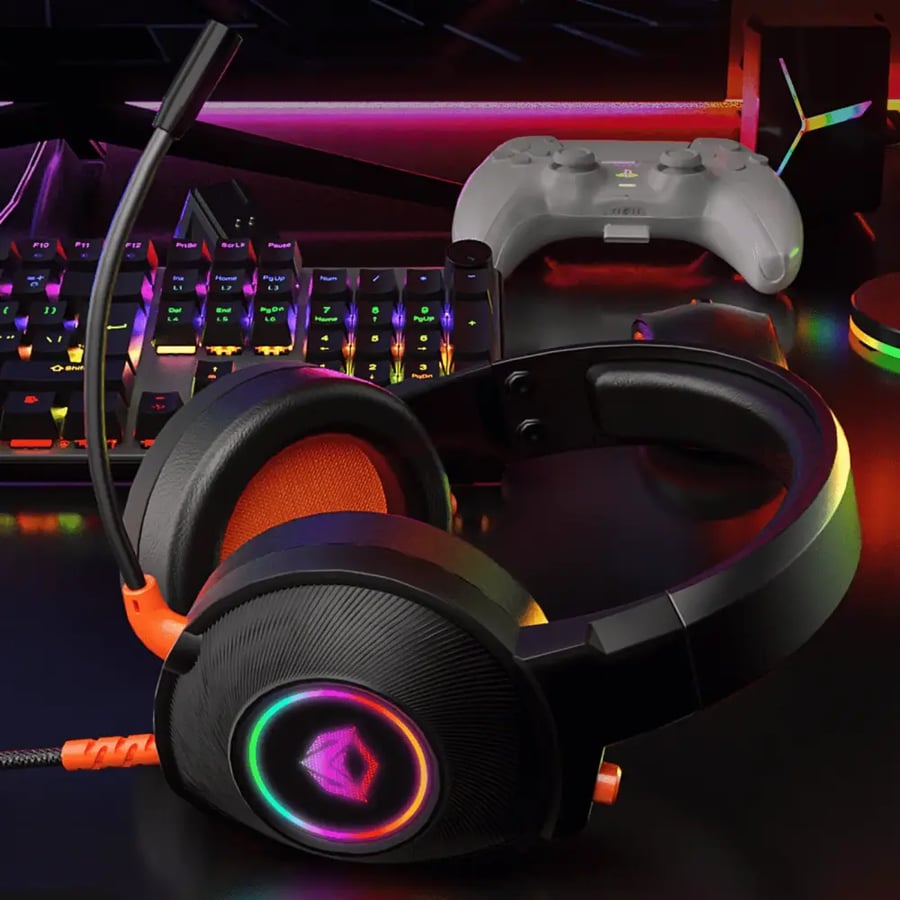 سماعة الألعاب MeeTion MT-HP012 RGB – صوت قوي، مايكروفون مدمج وإضاءة RGB