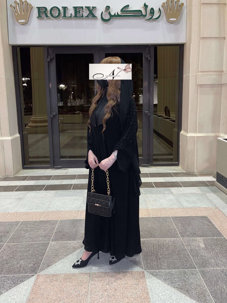 Black embroidered abaya, handmade