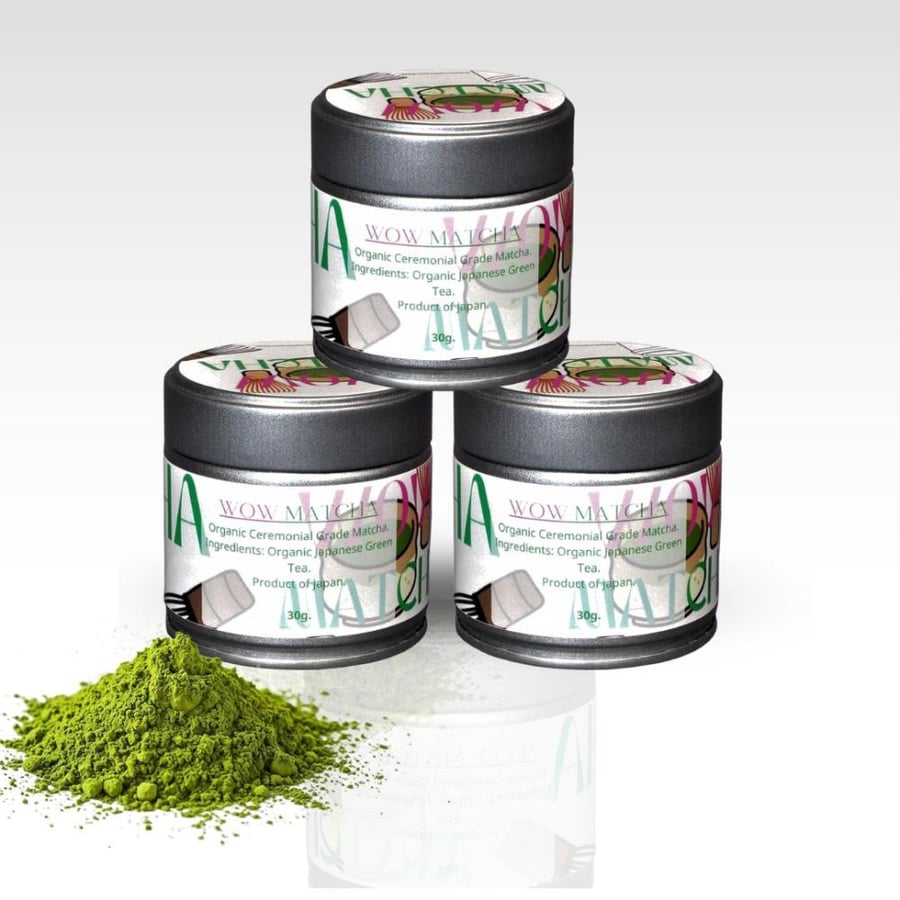 مجموعة من ٣ علب ماتشا عضوية احتفالية فاخرة 30g ORGANIC MATCHA PREMIUM CEREMONIAL GRADE.