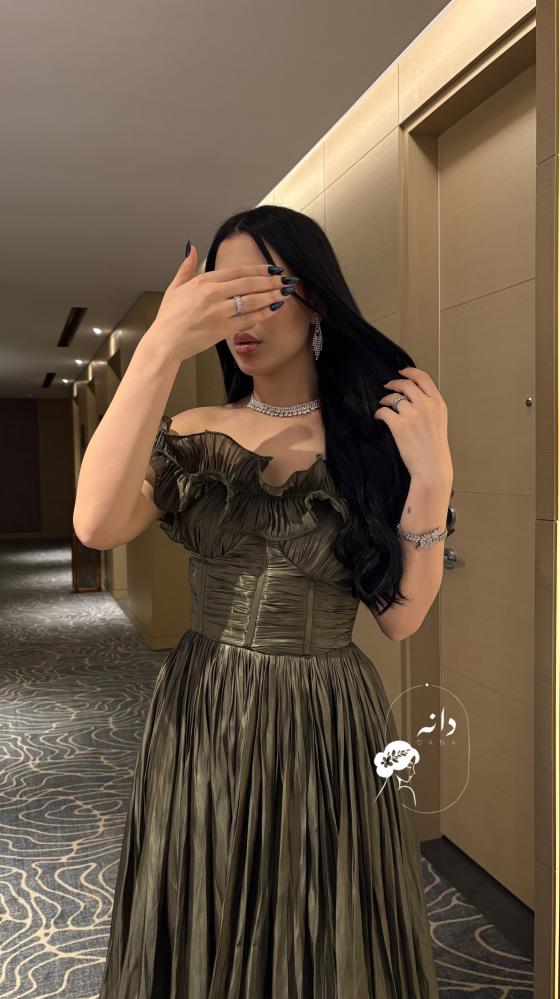 فستان سهره ناعم زيتي