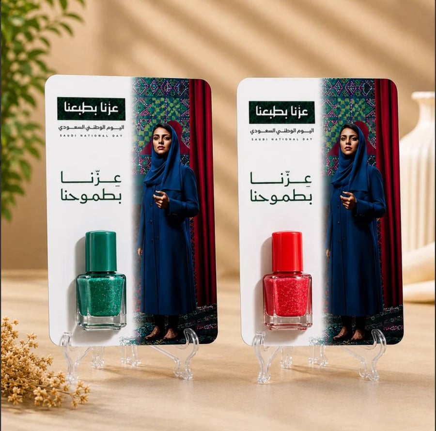 مجموعة 12 توزيعات كروت مناكير بهوية اليوم الوطني