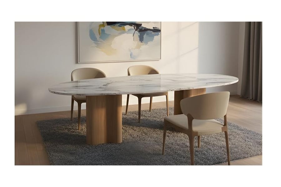 طاولة طعام عصرية مقاس 220 × 110 بتصميم أنيق