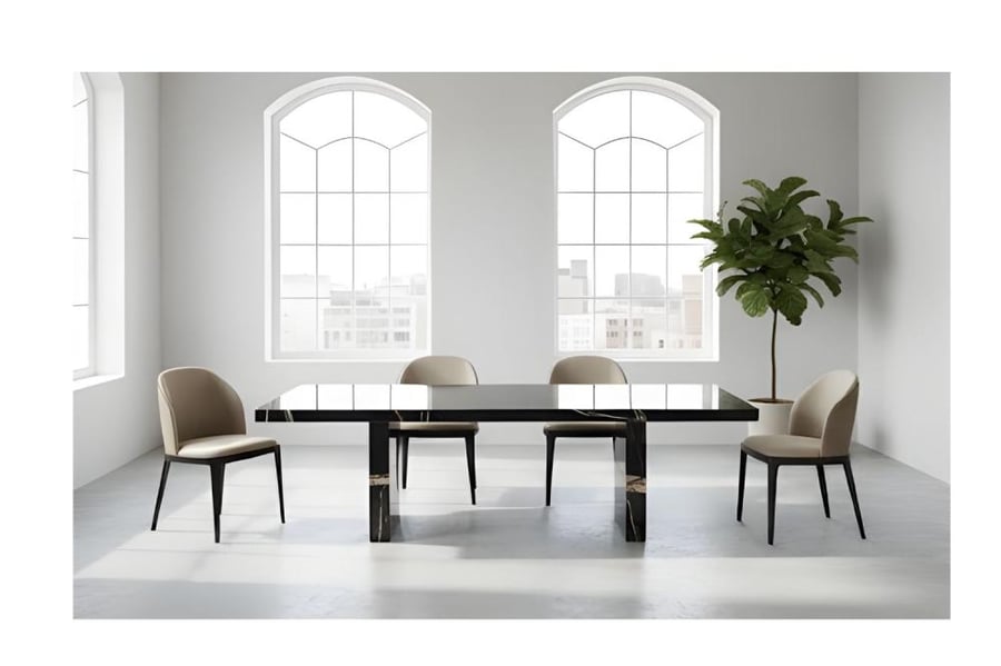 طاولة طعام 220 × 110 رخام بتصميم عصري