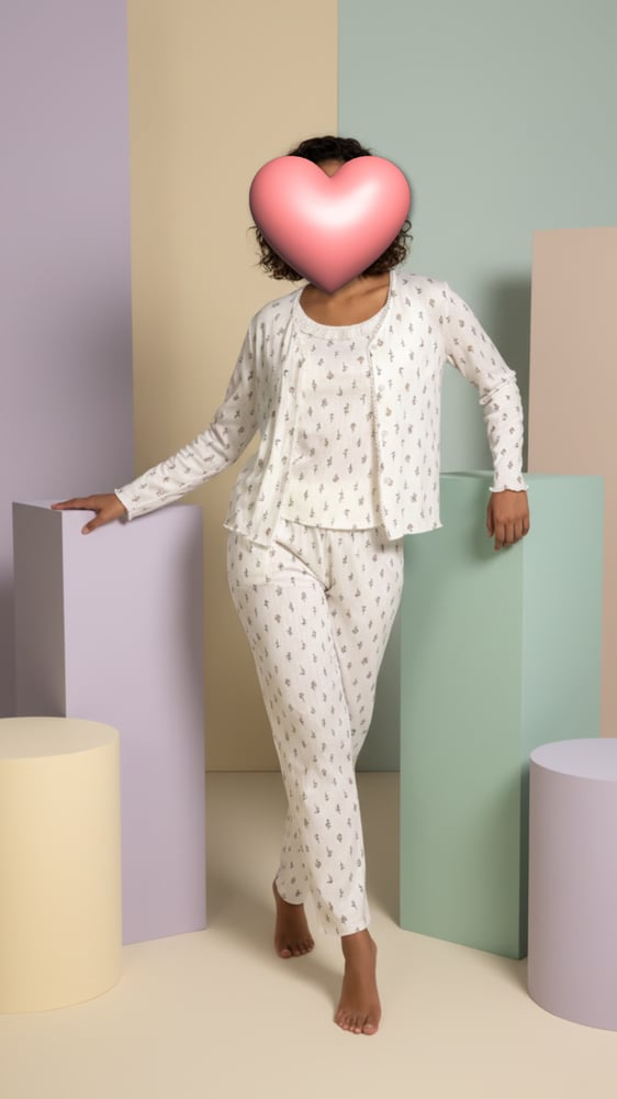 White flowral pjs set