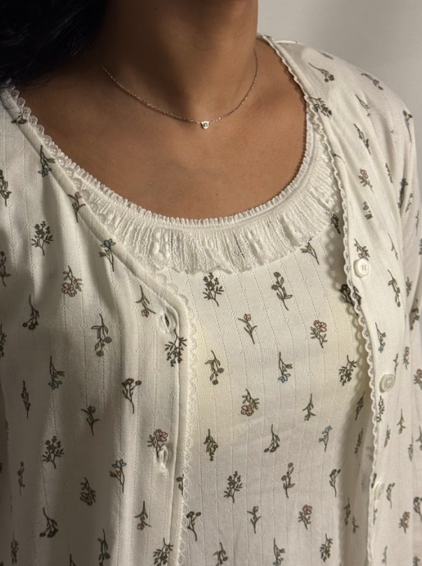 White flowral pjs set