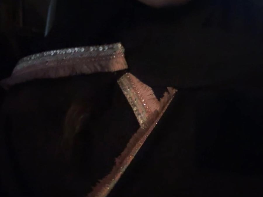 black crepe with pink sparkly details
