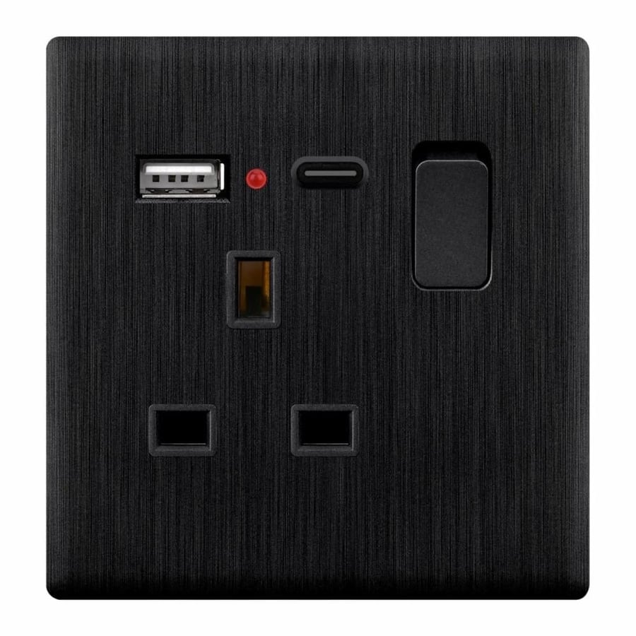 فيش كهربائي 13 أمبير مع منفذي USB-A و USB-C 7×7 – شمسك SLV