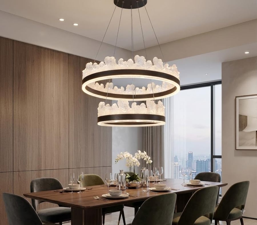 ثريا LED مودرن حلقات كريستالية 60+40 سم – 1722