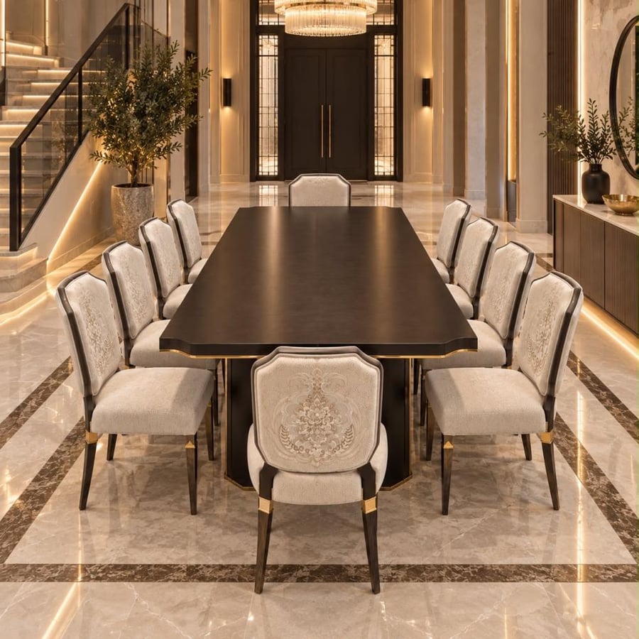طاولة طعام مع 12 كراسي
