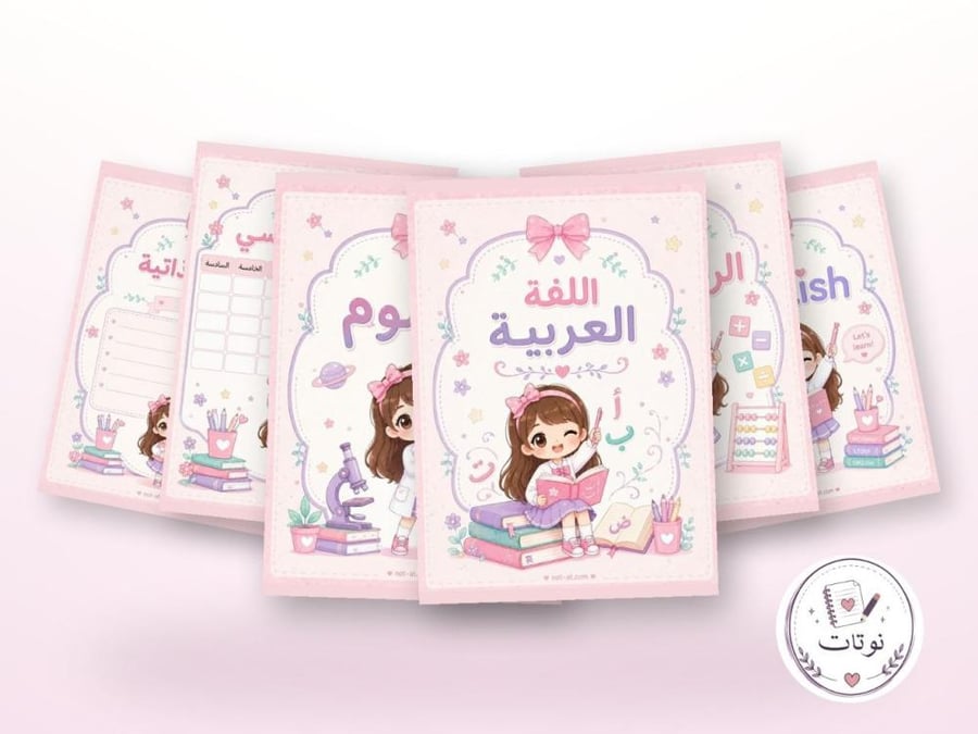 ملف إنجاز الفتاة الكرتونية بتصميم مدرسي ناعم