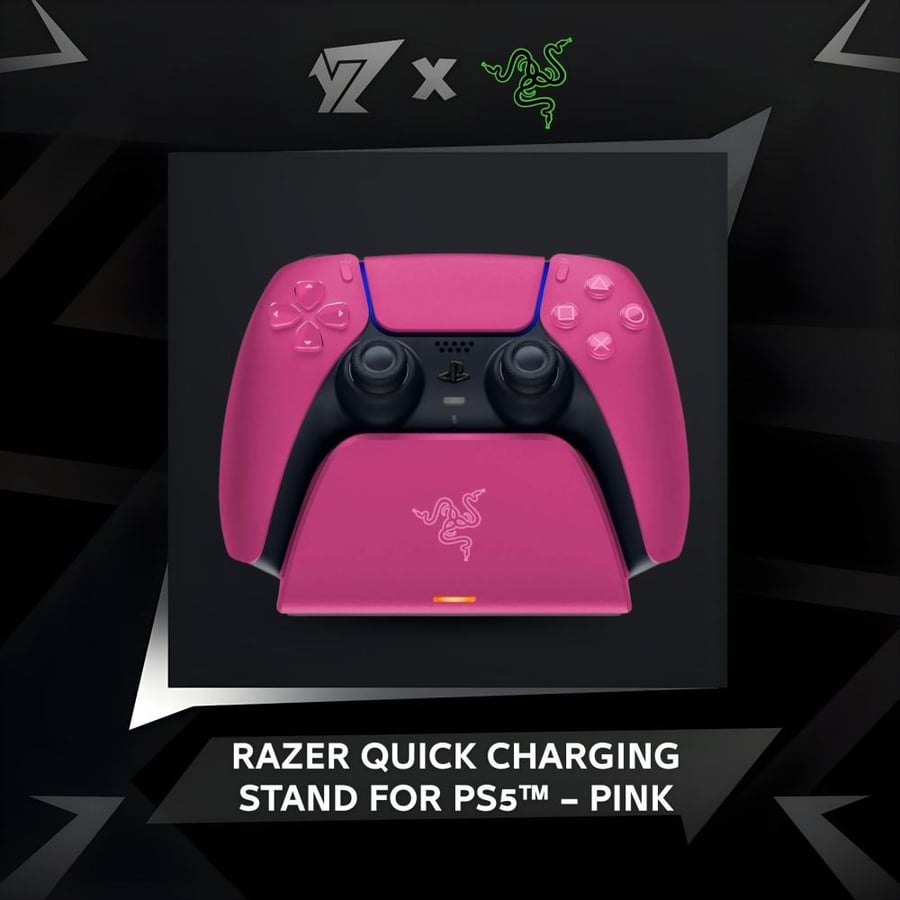 قاعدة شحن ريزر لـ وحدة تحكم البلايستيشن 5 ( وردي )  - ( Pink ) Razer Quick Charging Stand For PS5