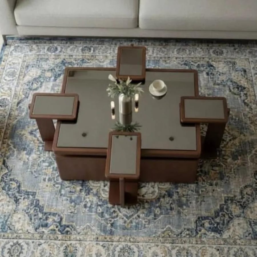 طقم طاولات سطح زجاج