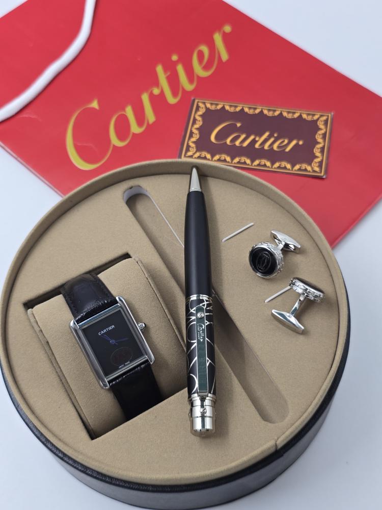 طقم (كارتير/CARTIER) - ساعة ، قلم ، كبك