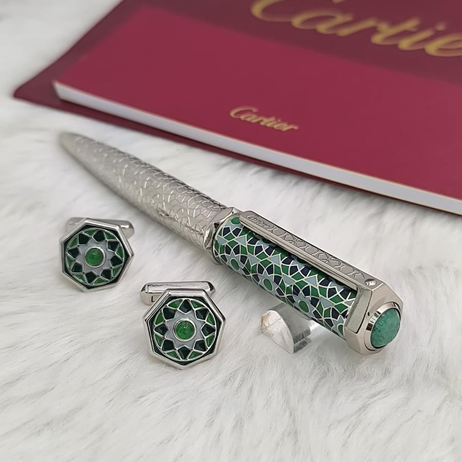 طقم قلم وكبك كارتير CARTIER