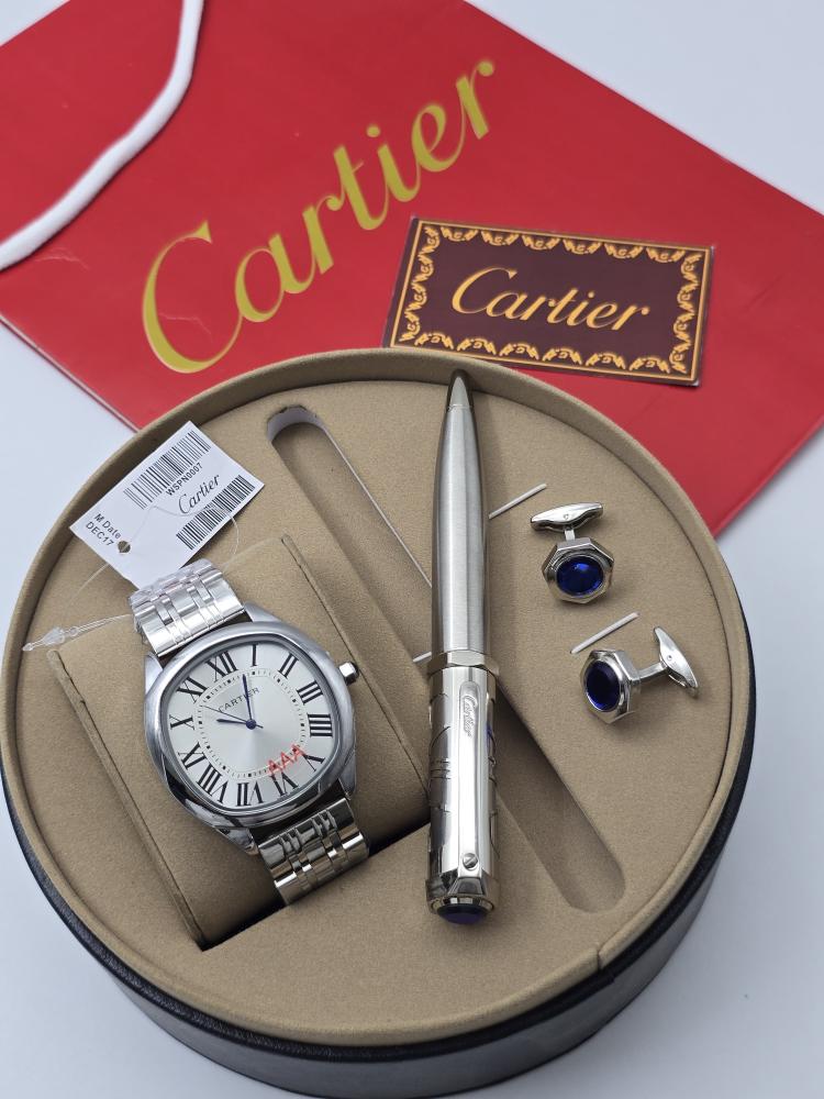طقم (كارتير/CARTIER) - ساعة ، قلم ، كبك