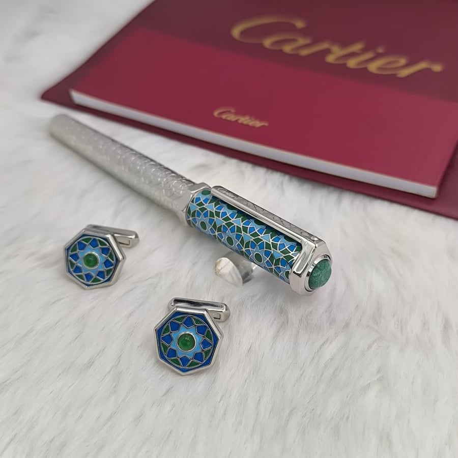 طقم قلم وكبك كارتير CARTIER