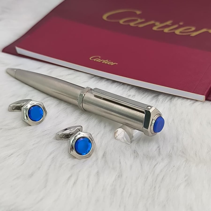 طقم قلم وكبك كارتير CARTIER