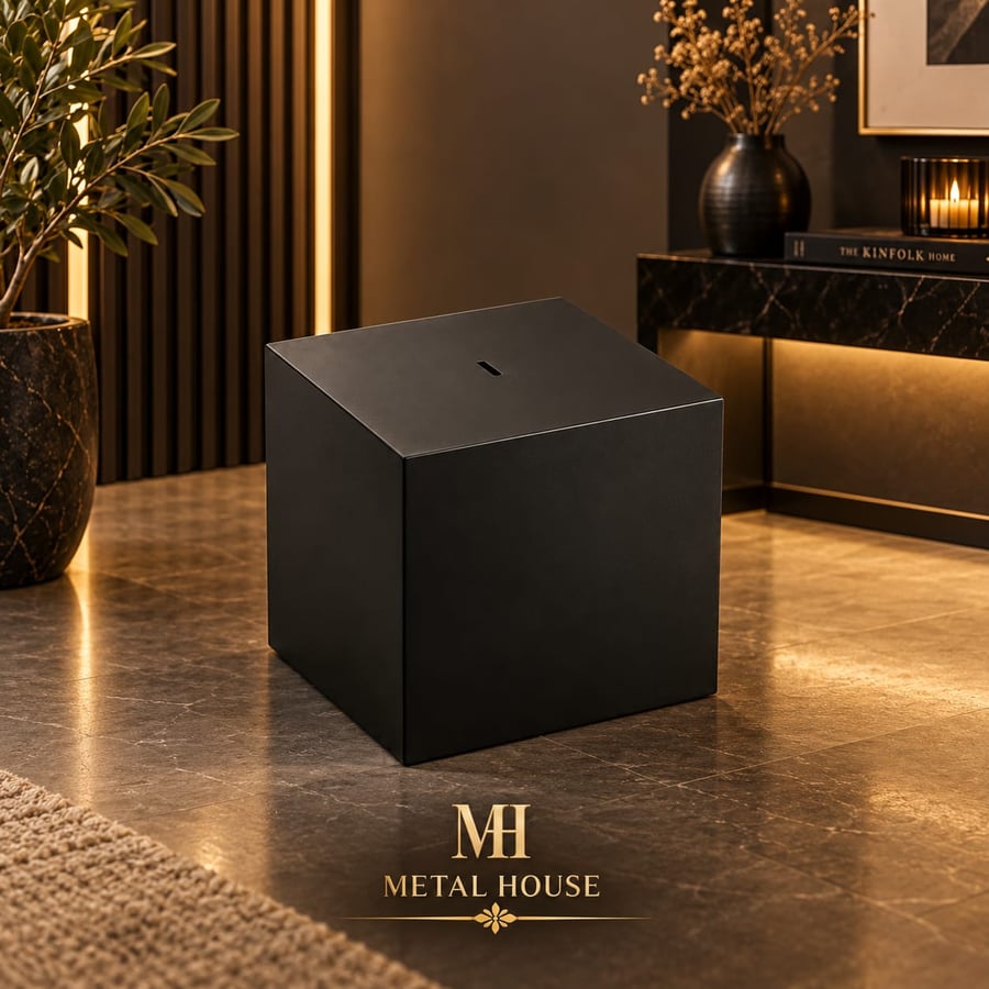 سلة معدنية مربعة من METAL HOUSE لحفظ النقود، أسود 30×30×30 سم