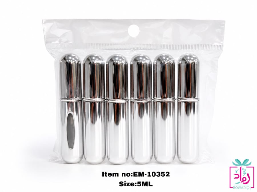 بخاخ عطر صغير بلاستيكة 5 مل 12 حبة فضي