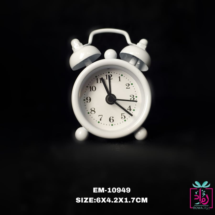 ساعات منبه ميني للتوزيعات لون أبيض – 12 حبة – موديل EM-10949