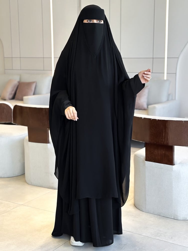 خمار اسلامي بأكمام استرتش+نقاب مجاني