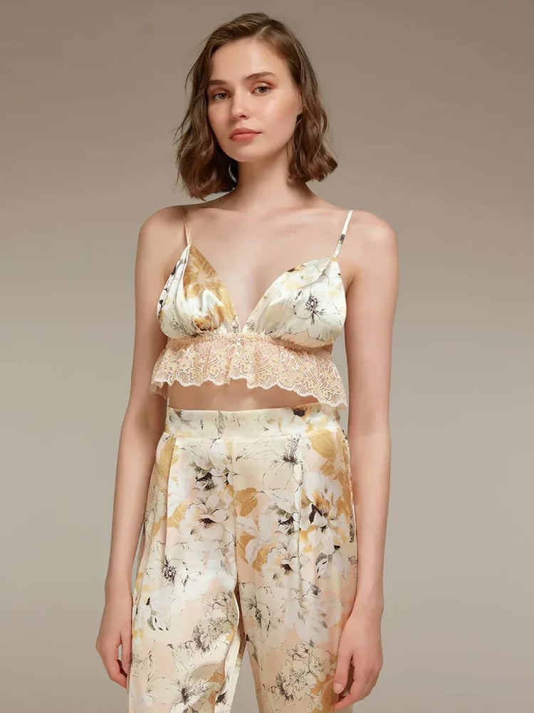 Yellow Flowery Satin 3pcs