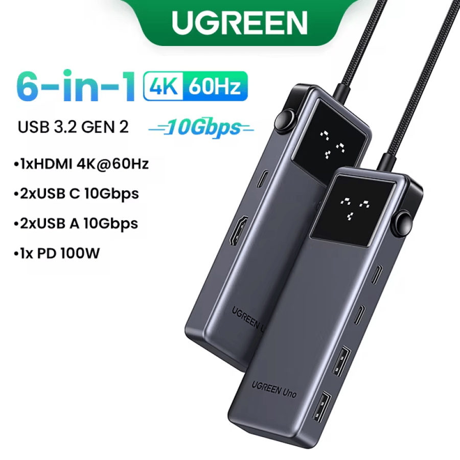UGREEN Uno موزع USB Type-C متعدد المنافذ 6 في 1