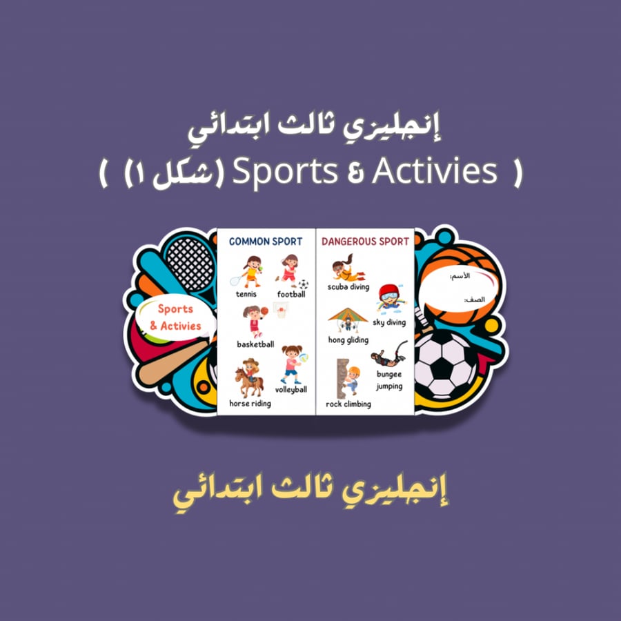 إنجليزي ثالث ابتدائي ( Sports & Activies ) شكل ١