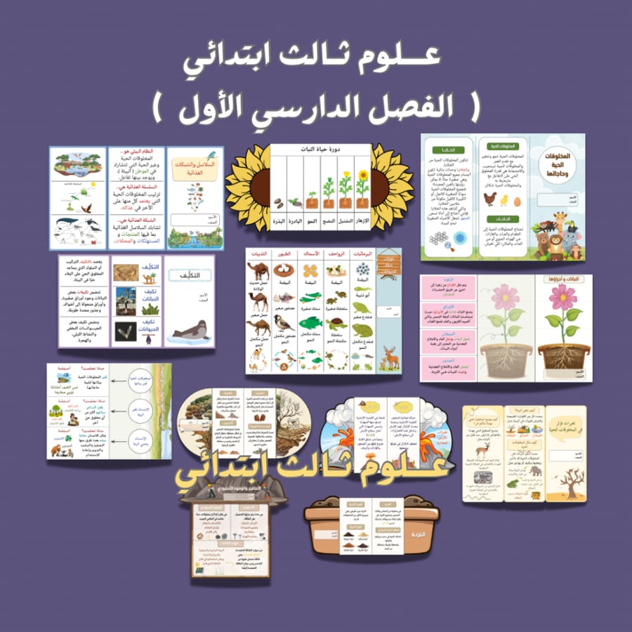 مطويات علوم ثالث ابتدائي الترم الأول