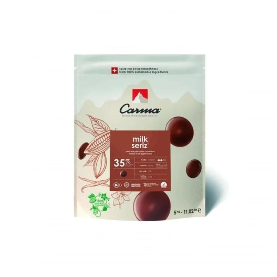 اقراص شوكولاته حليب 35% سويسرية كارما 5كجم  |  Carma Milk Chocolate Buttons %35 5kg