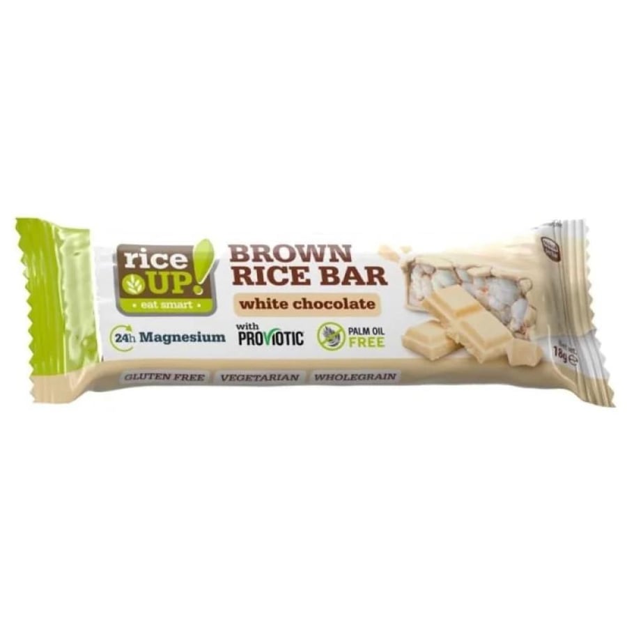 Brown rice bar with white chocolate, 18 grams