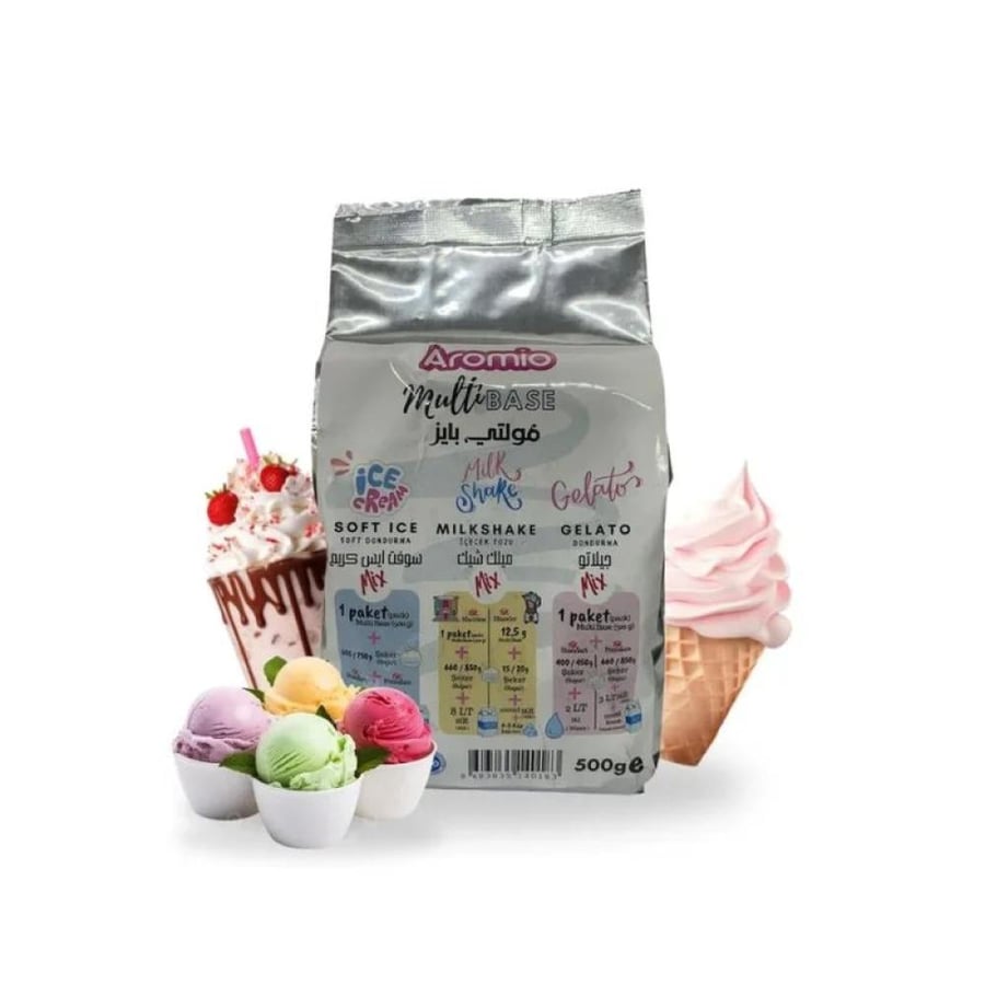 بودرة متعدد القاعدة سوفت/جيلاتو/ميلك شيك اروميو 500جم  |  Aromio Multi Base Soft Ice/MilkShakeLGelato Powder 500g