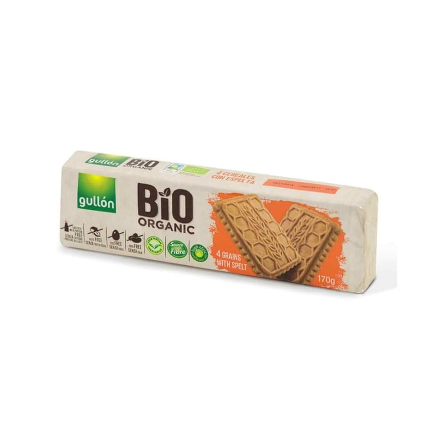 بسكوت الحبوب العضوي بايو بدون سكر جولون 170 جم | Gullon Biscuit Bio 4 Cereals Zero no Sugar 170g