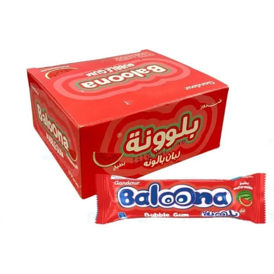 لبان بلونه غندور بطيخ 12×14.4 جم  |  Gandour Baloona Bubble Gum Watermelon 12x14.4gm