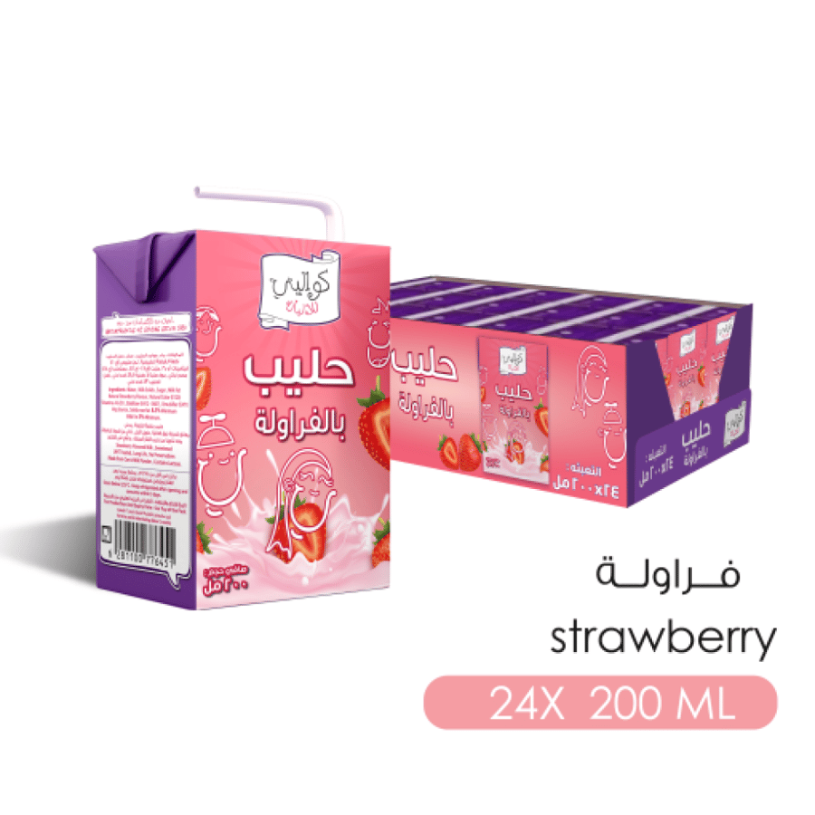 حليب بالفراولة كواليتي 24×200 مل | Kwality Strawberry Flavoured Milk 24x200ml