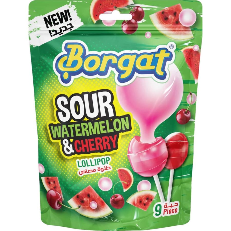 Borgat Sour Watermelon and Sour Cherry Lollipop 48pcs