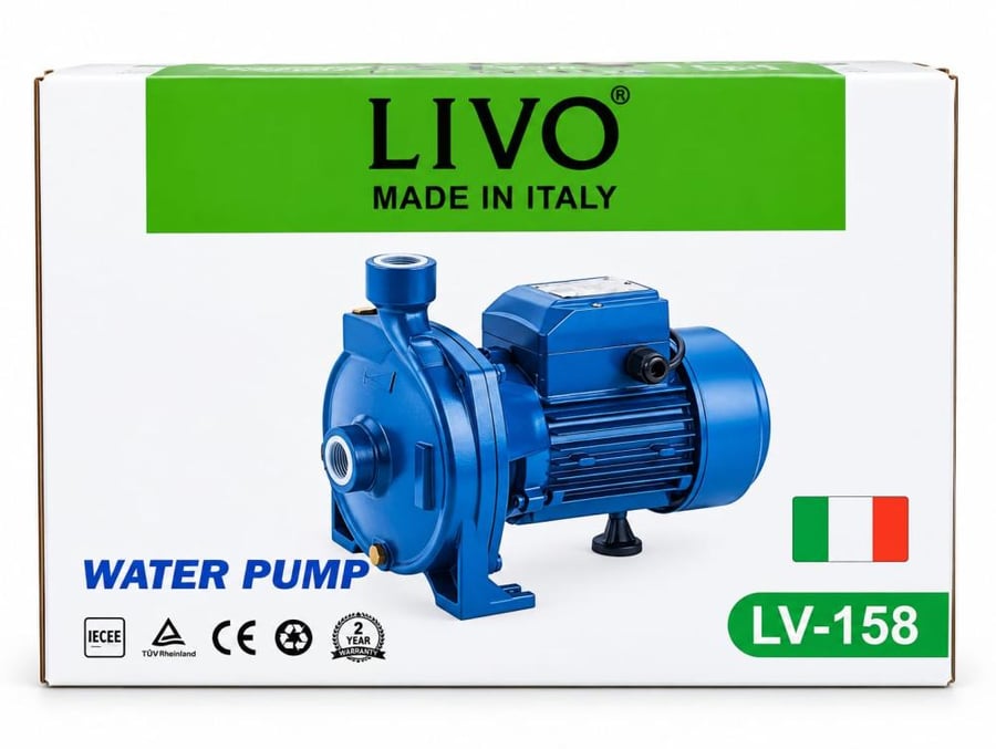 ديمنو 1 " حصان ايطالي LIVO - LV-158 POWER 1.0 HP /0.75KW VOLTAGE 220V FREQUENCY 50/60HZ HEAD METER MAX : 28M FLOW RATE MAX 110L/MIN