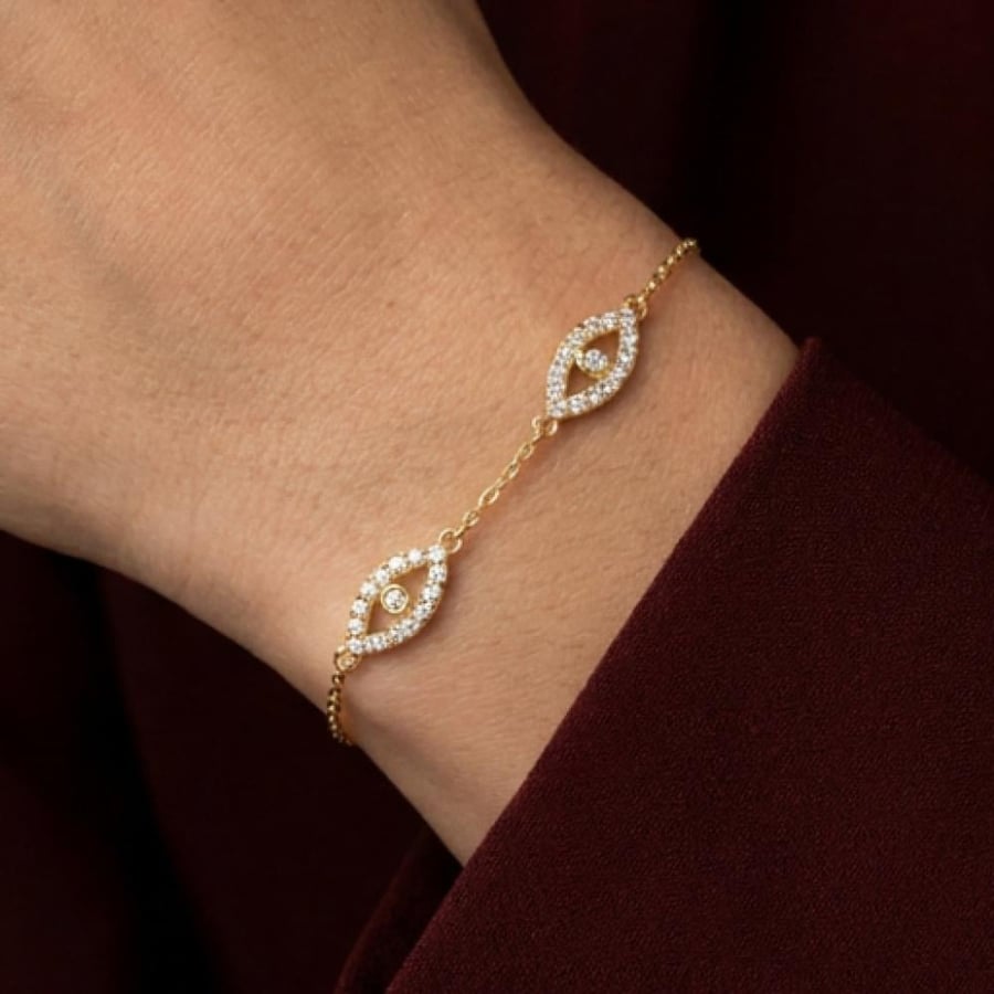 اسوارة ذهب بتصميم رموز العين- عيار 18