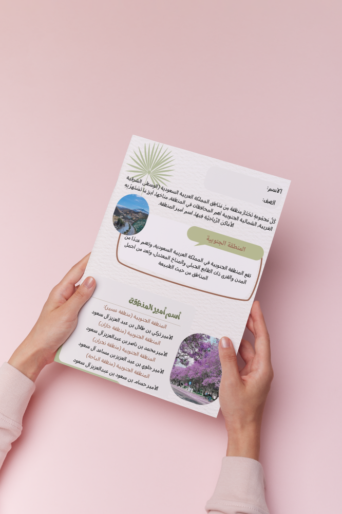 مشروع لغتي خامس اختار منطقة من مناطق المملكة
