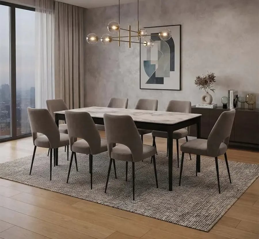 طقم طاولة طعام مودرن مع 8 كراسي