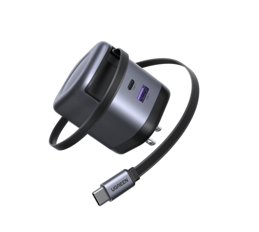 يوجرين شاحن جداري نيكسود برو - بقوة 65 واط مع كابل USB-C قابل للسحب