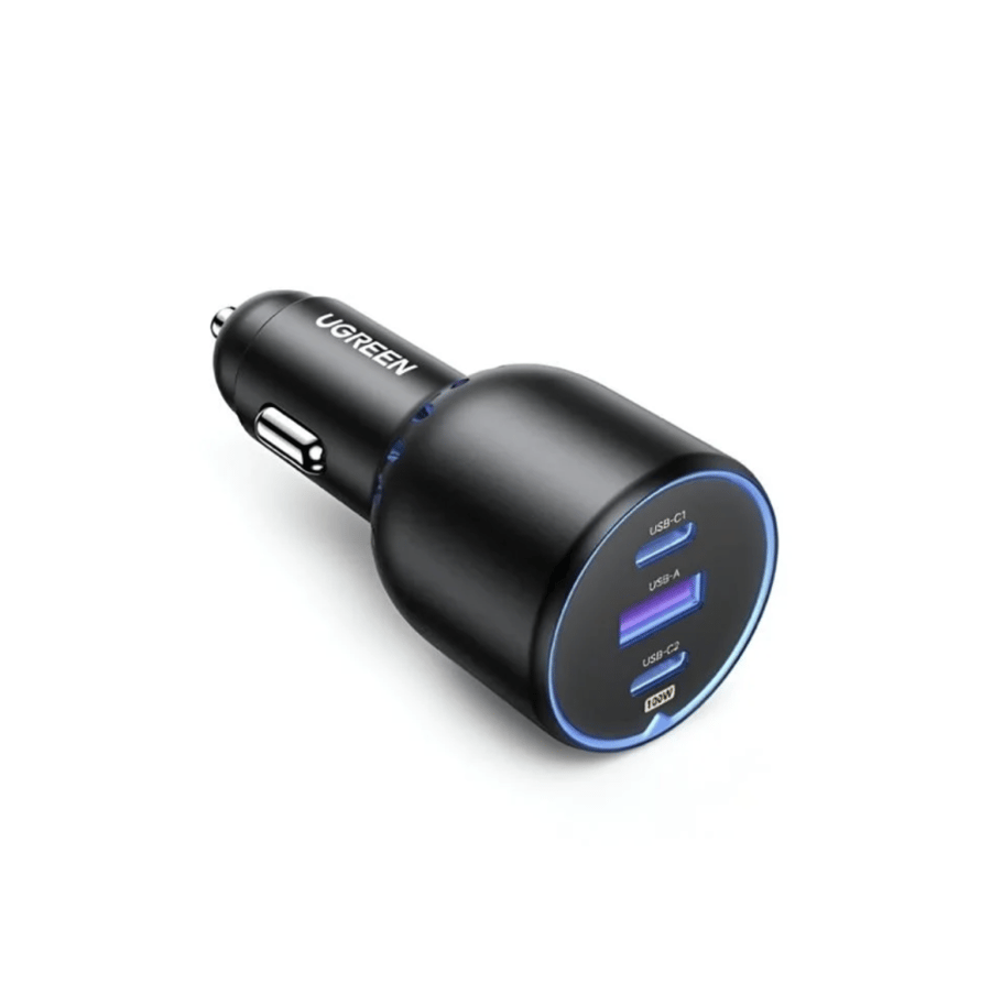 شاحن سيارة يوجرين بمنفذ USB ومنفذين PD بقوة 75 واط - رمادي