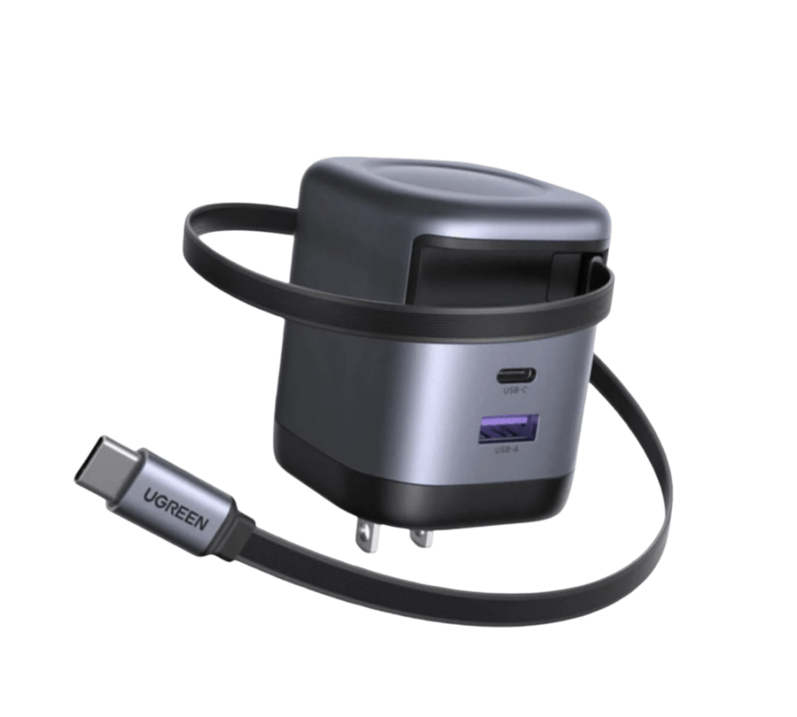 يوجرين شاحن جداري نيكسود برو - بقوة 65 واط مع كابل USB-C قابل للسحب