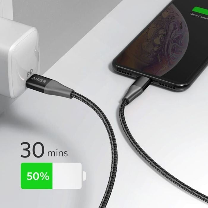 سلك شاحن انكر باورلاين بلس الاصدار الثاني من USB-C الى ايفون بطول 90 سم - اسود
