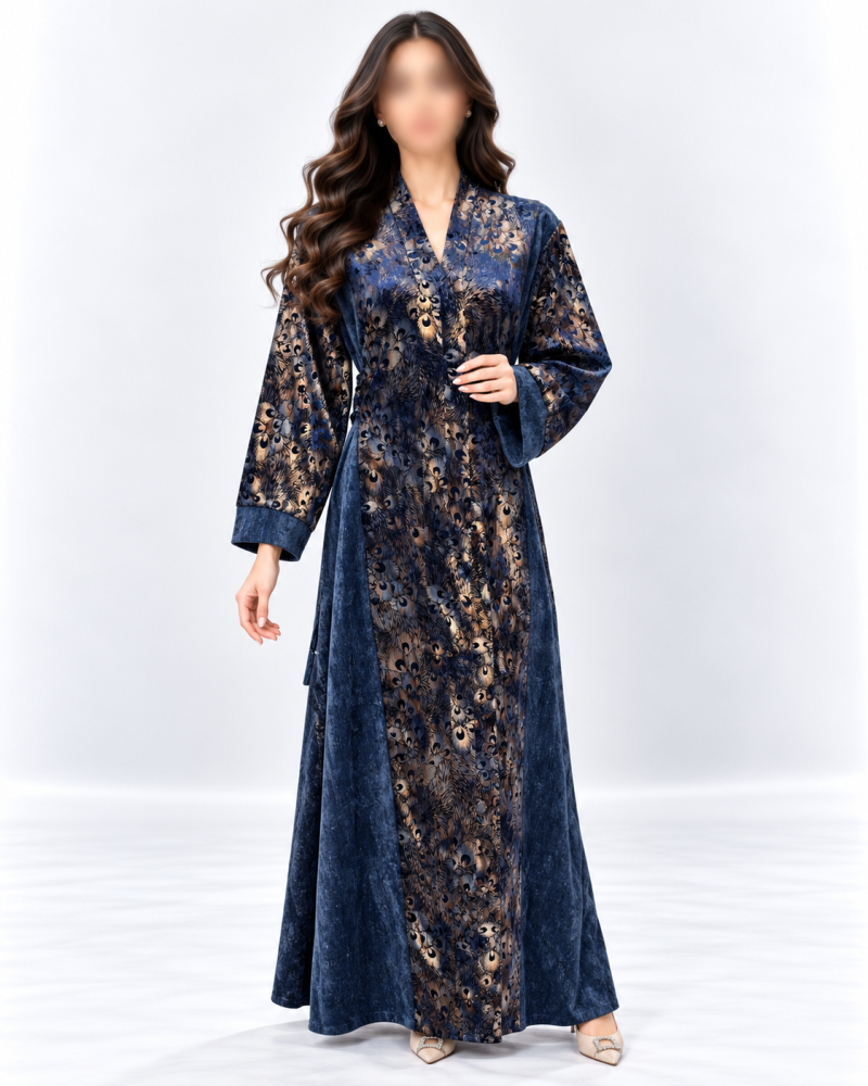 جلابية مخمل طويلة مشجرة RR50581