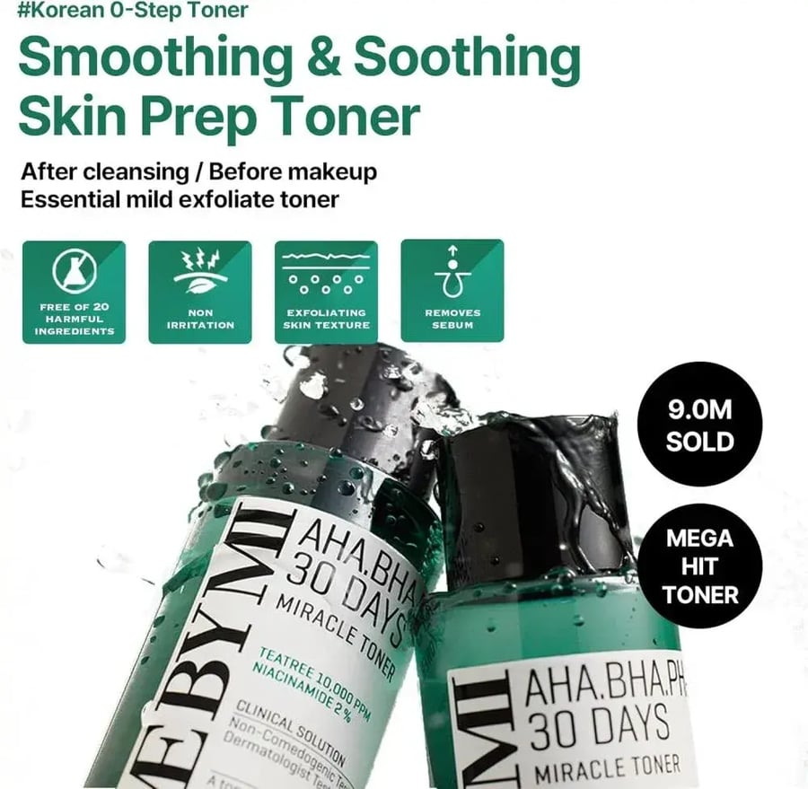 Miracle toner with acids AHA, BHA, PHA from Some By Mi, 150 ml